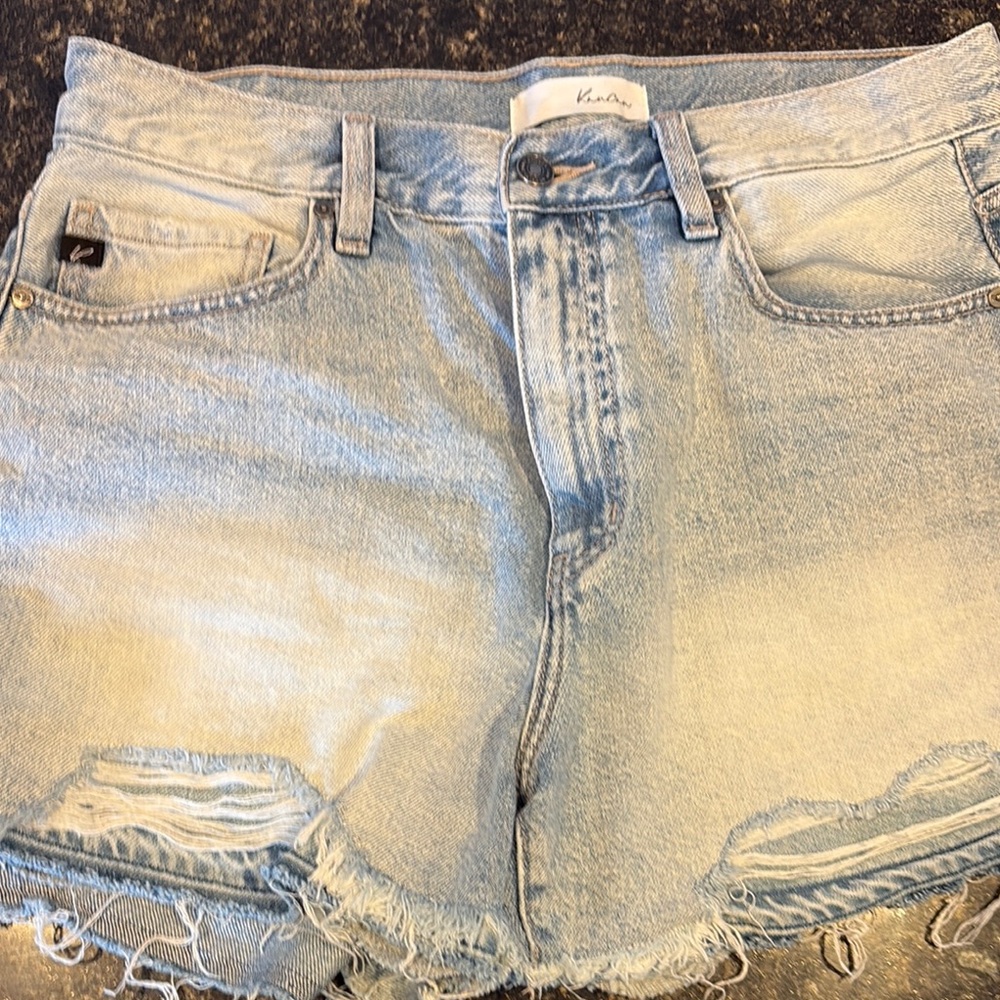 Kancan Light Blue Distressed Denim Shorts